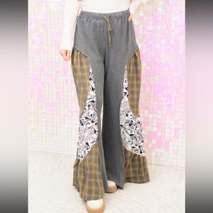POL  from This Moment On Gray and Yellow Patchwork Pants with horse pattern